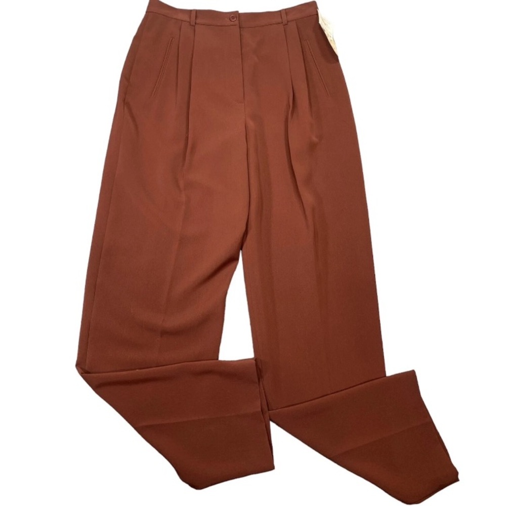 VOTRE NOM Pants Vintage High Waist Pleated Trousers Reddish Brown Women Sz 42